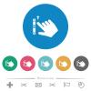 Right handed scroll up gesture flat round icons - Right handed scroll up gesture flat white icons on round color backgrounds. 6 bonus icons included.