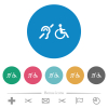 hearing impaired and wheelchair symbols flat white icons on round color backgrounds. 6 bonus icons included. - hearing impaired and wheelchair symbols flat round icons