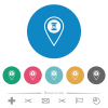 GPS location wait flat white icons on round color backgrounds. 6 bonus icons included. - GPS location wait flat round icons