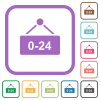 Hanging table with 24 hours simple icons - Hanging table with 24 hours simple icons in color rounded square frames on white background
