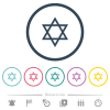 Star of David flat color icons in round outlines. 6 bonus icons included. - Star of David flat color icons in round outlines