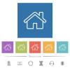 Home outline flat white icons in square backgrounds. 6 bonus icons included. - Home outline flat white icons in square backgrounds