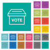 Ballot box outline multi colored flat icons on plain square backgrounds. Included white and darker icon variations for hover or active effects. - Ballot box outline square flat multi colored icons