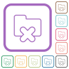Cancel folder outline simple icons - Cancel folder outline simple icons in color rounded square frames on white background