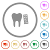 Dental medicine flat color icons in round outlines on white background - Dental medicine flat icons with outlines