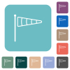 Windsock indicator outline rounded square flat icons - Windsock indicator outline white flat icons on color rounded square backgrounds