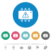 Hardware malfunction flat round icons - Hardware malfunction flat white icons on round color backgrounds. 6 bonus icons included.