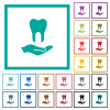 Dental provision flat color icons with quadrant frames - Dental provision flat color icons with quadrant frames on white background