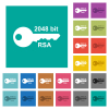 2048 bit rsa encryption multi colored flat icons on plain square backgrounds. Included white and darker icon variations for hover or active effects. - 2048 bit rsa encryption square flat multi colored icons