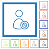 User disabled outline flat color icons in square frames on white background - User disabled outline flat framed icons