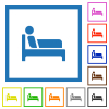 Inpatient flat color icons in square frames on white background - Inpatient flat framed icons