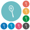 Tennis racket with ball flat white icons on round color backgrounds - Tennis racket with ball flat round icons