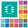 Integrated circuit alternate version square flat multi colored icons - Integrated circuit alternate version multi colored flat icons on plain square backgrounds. Included white and darker icon variations for hover or active effects.