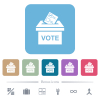 Voting paper and ballot box solid white flat icons on color rounded square backgrounds. 6 bonus icons included - Voting paper and ballot box solid flat icons on color rounded square backgrounds