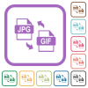 JPG GIF file conversion simple icons in color rounded square frames on white background - JPG GIF file conversion simple icons