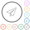 Paper plane outline flat color icons in round outlines on white background - Paper plane outline flat icons with outlines