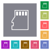 Micro SD memory card outline flat icons on simple color square backgrounds - Micro SD memory card outline square flat icons