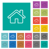 Home outline square flat multi colored icons - Home outline multi colored flat icons on plain square backgrounds. Included white and darker icon variations for hover or active effects.