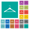 Clothes hanger multi colored flat icons on plain square backgrounds. Included white and darker icon variations for hover or active effects. - Clothes hanger square flat multi colored icons