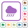 Downpour weather simple icons in color rounded square frames on white background - Downpour weather simple icons