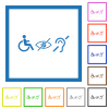 Disability symbols flat color icons in square frames on white background - Disability symbols flat framed icons