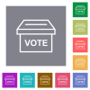 Ballot box outline square flat icons - Ballot box outline flat icons on simple color square backgrounds