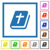 Holy bible flat framed icons - Holy bible flat color icons in square frames on white background