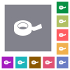 Insulating tape flat icons on simple color square backgrounds - Insulating tape square flat icons