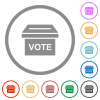 Ballot box solid flat color icons in round outlines on white background - Ballot box solid flat icons with outlines