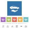 Car services solid flat white icons in square backgrounds. 6 bonus icons included. - Car services solid flat white icons in square backgrounds