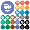 Courier services solid multi colored flat icons on round backgrounds. Included white, light and dark icon variations for hover and active status effects, and bonus shades. - Courier services solid round flat multi colored icons