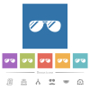 Aviator sunglasses with glosses flat white icons in square backgrounds - Aviator sunglasses with glosses flat white icons in square backgrounds. 6 bonus icons included.