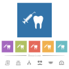 Tooth anesthesia flat white icons in square backgrounds - Tooth anesthesia flat white icons in square backgrounds. 6 bonus icons included.