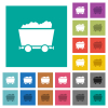 Packed mine cart multi colored flat icons on plain square backgrounds. Included white and darker icon variations for hover or active effects. - Packed mine cart square flat multi colored icons