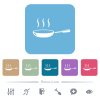 Glossy steaming frying pan flat icons on color rounded square backgrounds - Glossy steaming frying pan white flat icons on color rounded square backgrounds. 6 bonus icons included