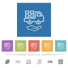Courier services outline flat white icons in square backgrounds - Courier services outline flat white icons in square backgrounds. 6 bonus icons included.