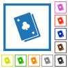 Card game solid flat color icons in square frames on white background - Card game solid flat framed icons