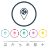 Share GPS location flat color icons in round outlines. 6 bonus icons included. - Share GPS location flat color icons in round outlines