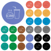 Fast food menu with cheeseburger and drink outline multi colored flat icons on round backgrounds. Included white, light and dark icon variations for hover and active status effects, and bonus shades. - Fast food menu with cheeseburger and drink outline round flat multi colored icons