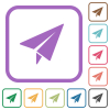 Paper plane solid simple icons in color rounded square frames on white background - Paper plane solid simple icons