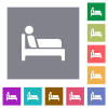 Inpatient flat icons on simple color square backgrounds - Inpatient square flat icons