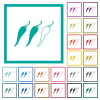 Spicy chili pepper level flat color icons with quadrant frames on white background - Spicy chili pepper level flat color icons with quadrant frames