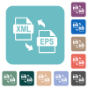 XML EPS file conversion rounded square flat icons - XML EPS file conversion white flat icons on color rounded square backgrounds