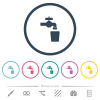 Drinking water flat color icons in round outlines. 6 bonus icons included. - Drinking water flat color icons in round outlines