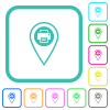 Print GPS location vivid colored flat icons - Print GPS location vivid colored flat icons in curved borders on white background