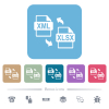 XML XLSX file conversion white flat icons on color rounded square backgrounds. 6 bonus icons included - XML XLSX file conversion flat icons on color rounded square backgrounds