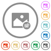 Export image flat color icons in round outlines on white background - Export image flat icons with outlines