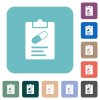 Medical prescription solid white flat icons on color rounded square backgrounds - Medical prescription solid rounded square flat icons