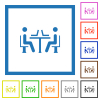 Internet cafe flat color icons in square frames on white background - Internet cafe flat framed icons