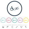 Wheelchair and visually impaired symbols flat color icons in round outlines. 6 bonus icons included. - Wheelchair and visually impaired symbols flat color icons in round outlines